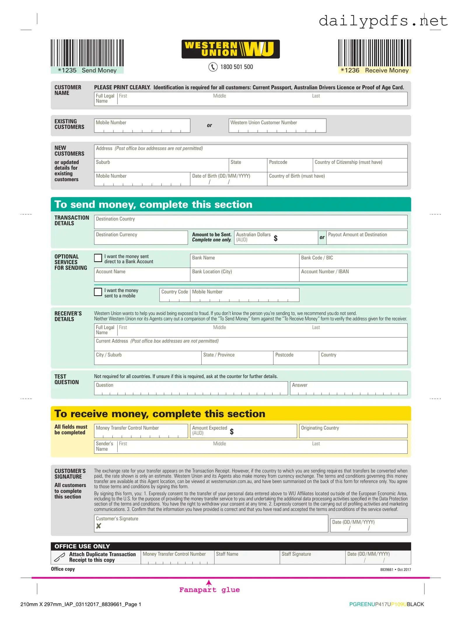 Fill Out Your Western Union Form